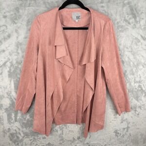 KUT From The Kloth Pink Faux Suede Drape Open Front Cardigan Oversized Jacket M